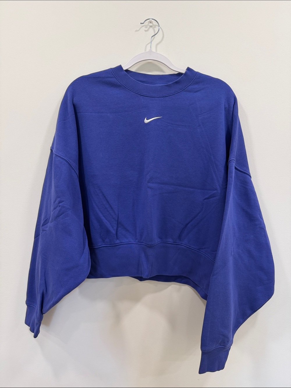 Nike Royal Blue Cropped Crew with White Swoosh